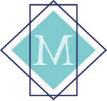 Logo di Martina Dalla Bona azzurroe blu con una m davanti